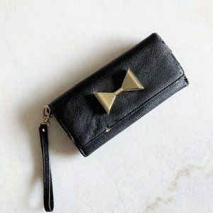 3/$36 - Long black wallet / wristlet with gold bow